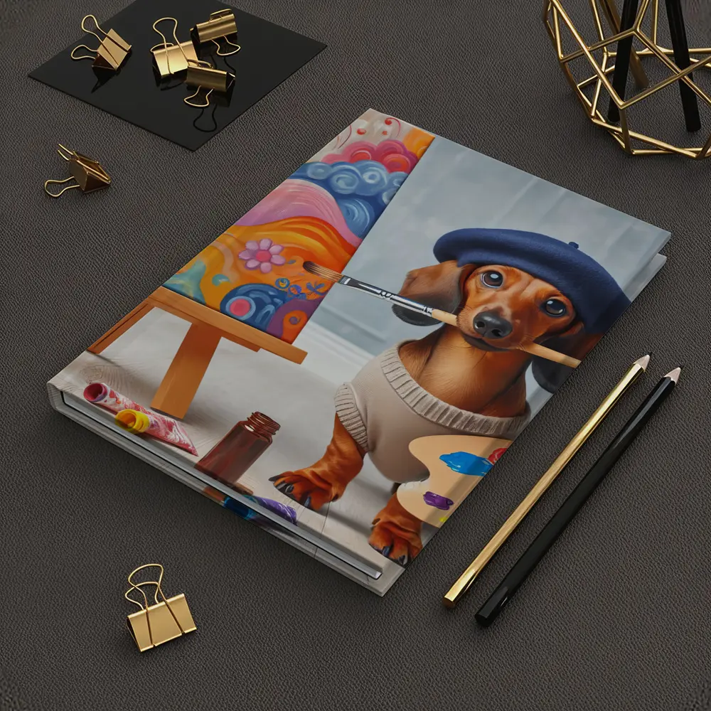 Dachshund Artist Painter With Colorful Canvas – Notebooks