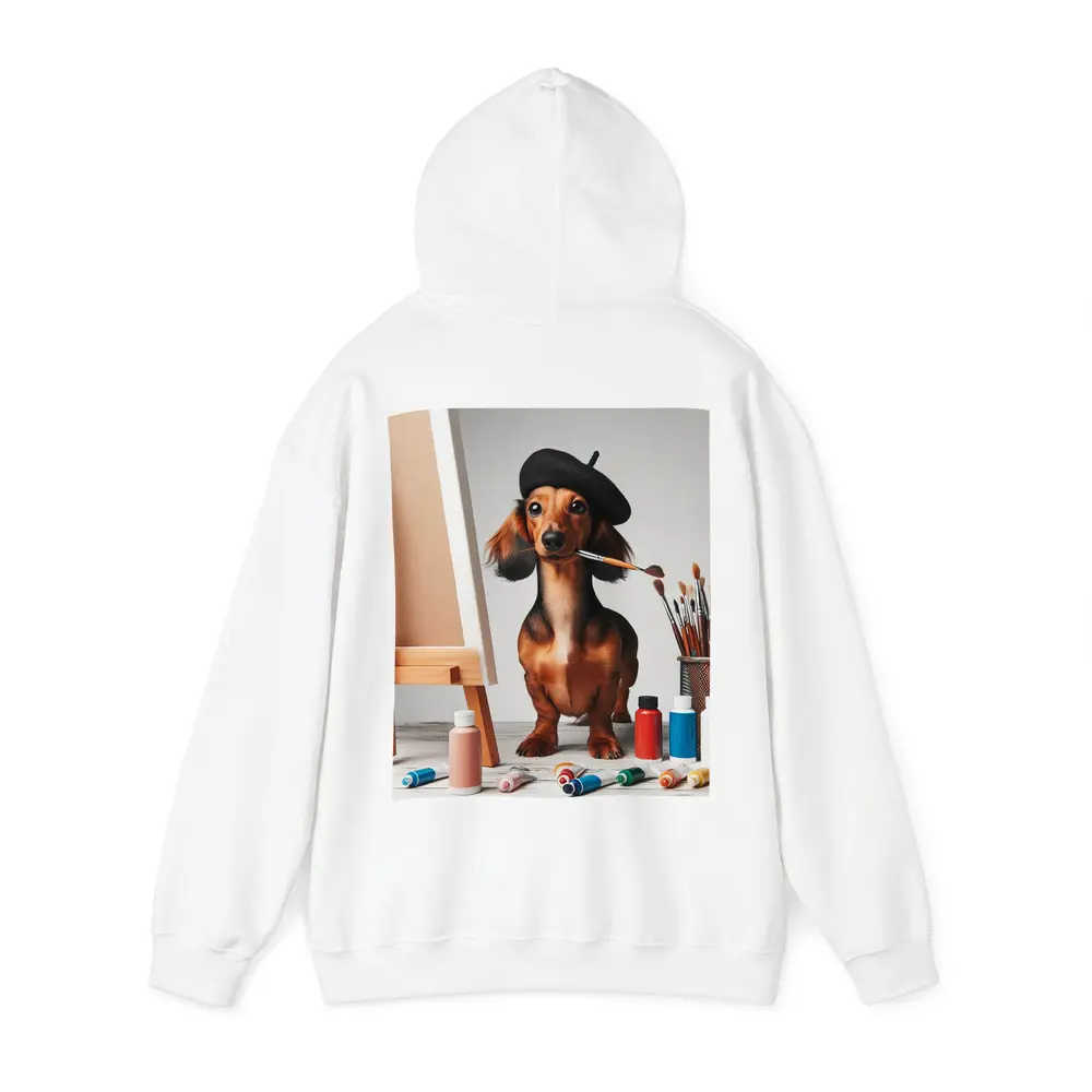 Dachshund Artist Painting With Beret – Hoodies