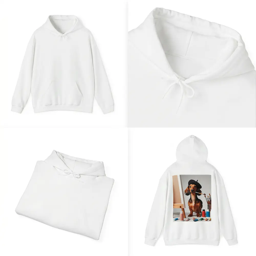 Dachshund Artist Painting With Beret – Hoodies