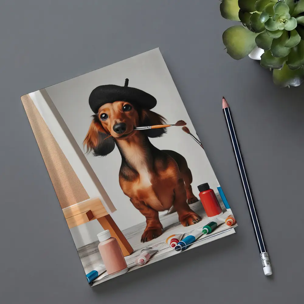 Dachshund Artist Painting With Beret – Notebooks