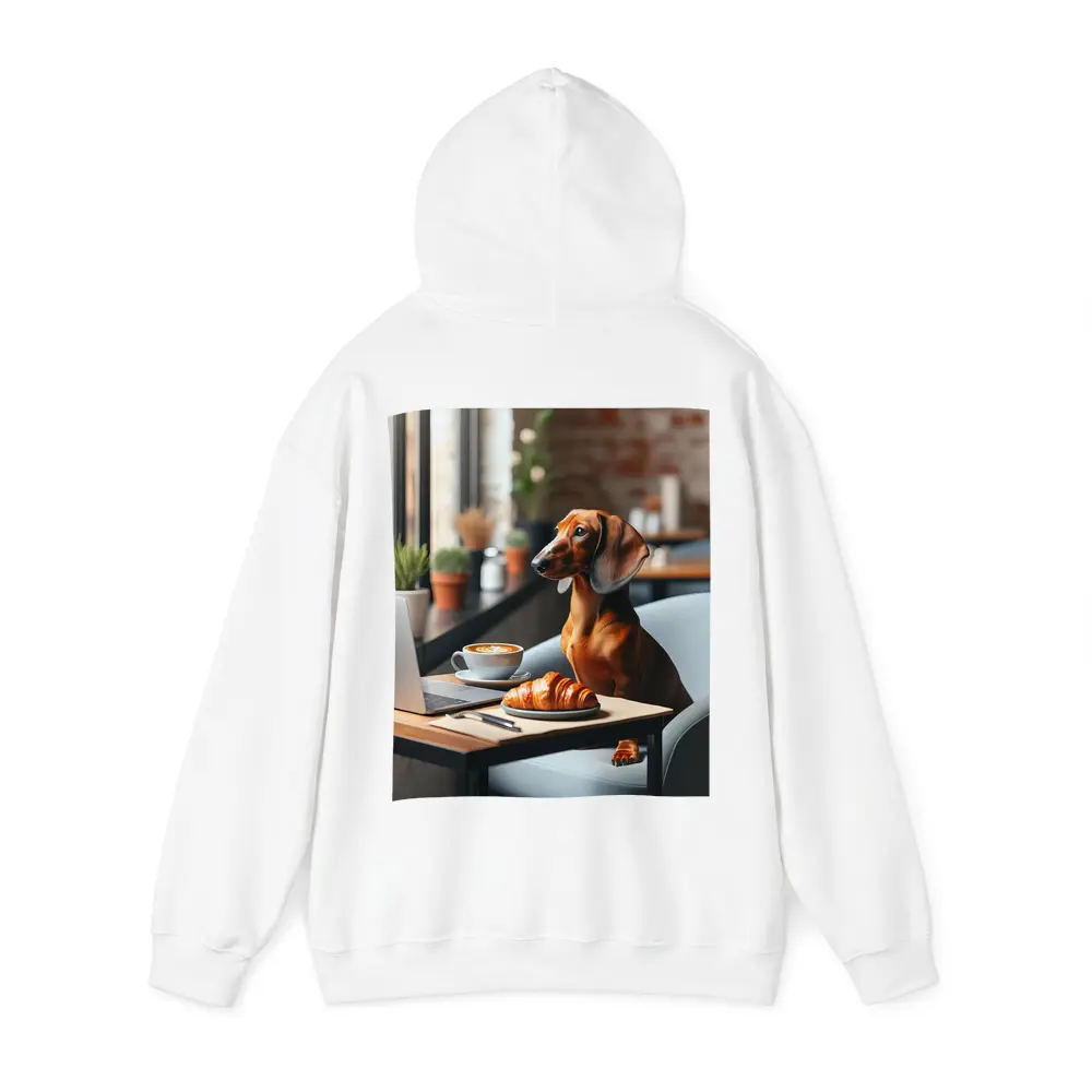 Dachshund Working Laptop Cafe Coffee Croissant – Hoodies