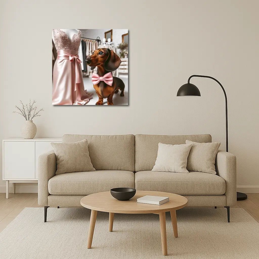 Dachshund Pink Bow Tie Boutique Shop – Wall Art