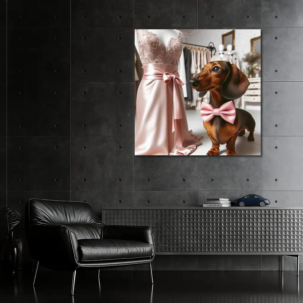 Dachshund Pink Bow Tie Boutique Shop – Wall Art