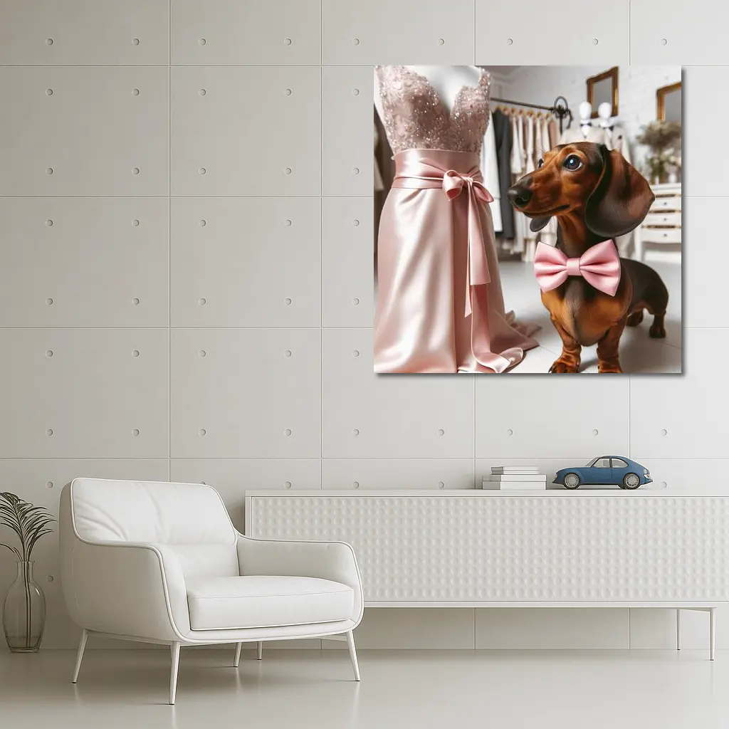 Dachshund Pink Bow Tie Boutique Shop – Wall Art
