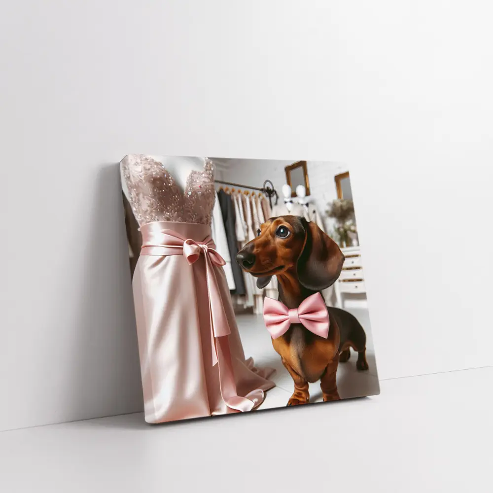 Dachshund Pink Bow Tie Boutique Shop – Wall Art