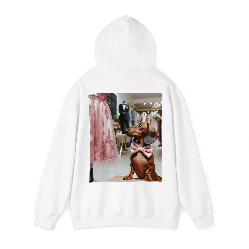 Dachshund With Pink Bow In Bridal Boutique – Hoodies