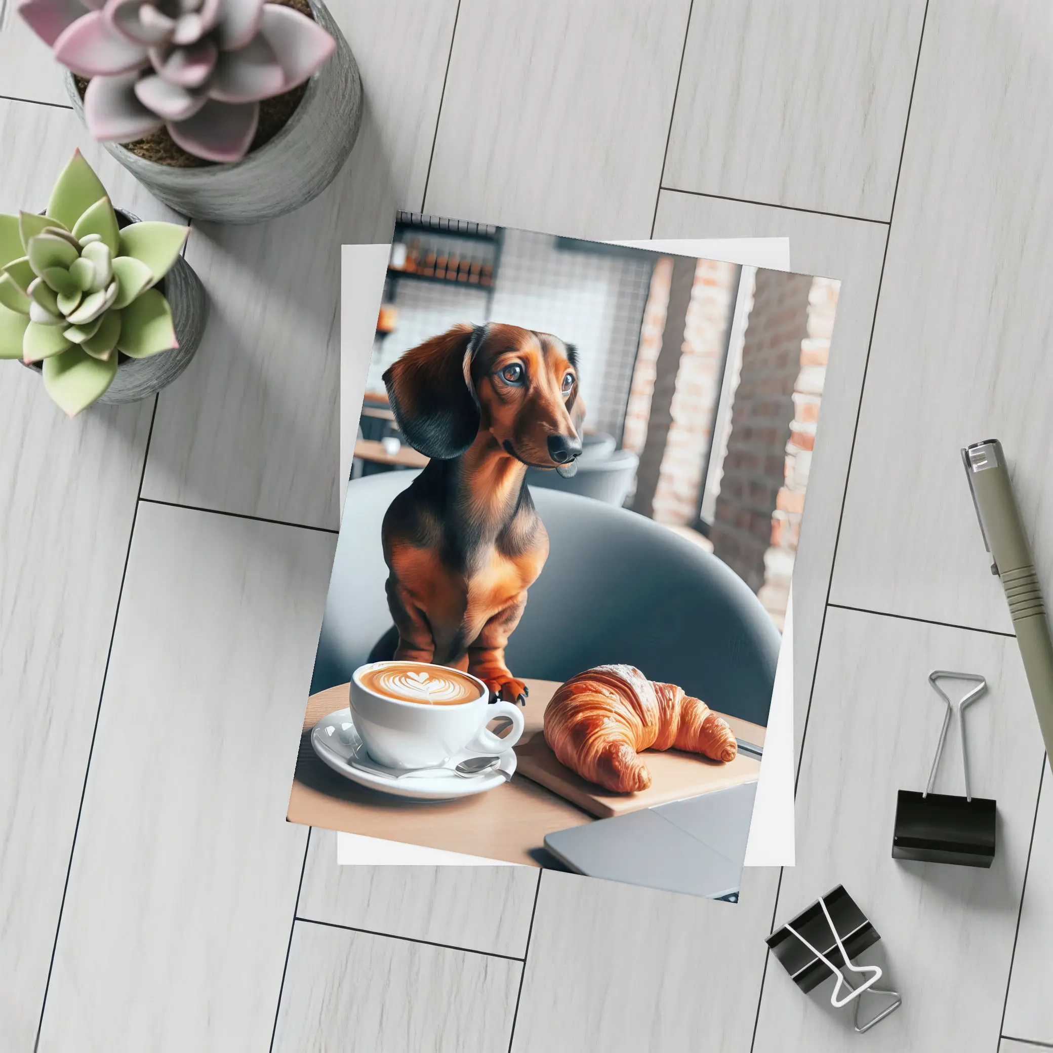 Dachshund Dog Coffee Shop Cafe Art – Postcards