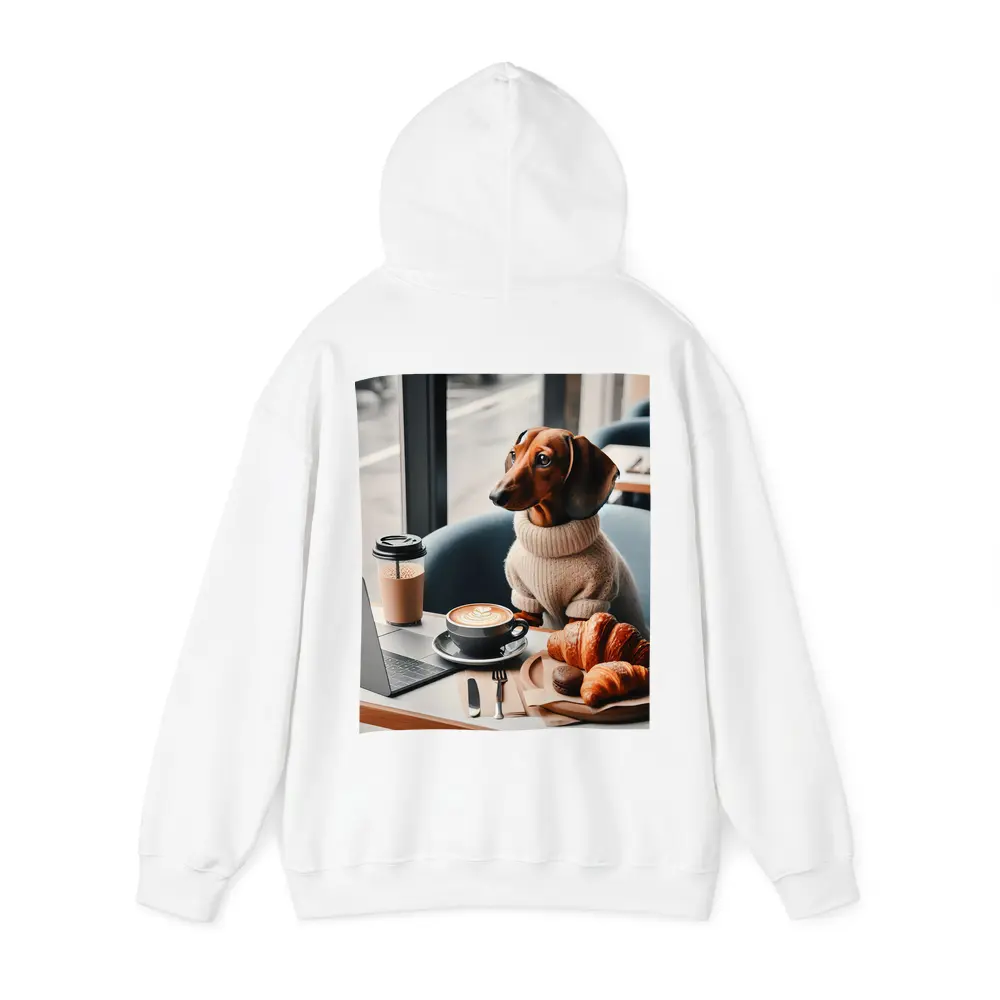 Dachshund Dog Coffee Shop Croissant Morning – Hoodies