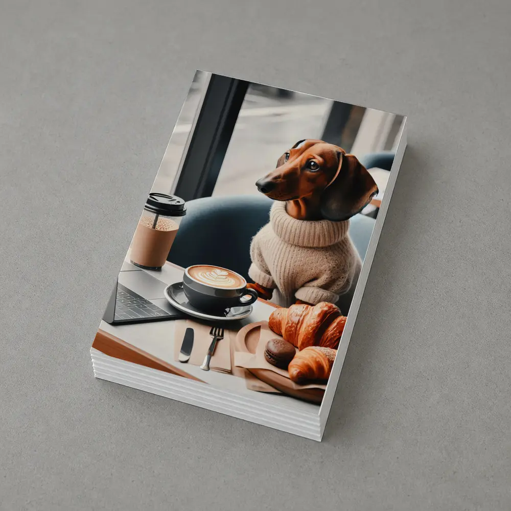 Dachshund Dog Coffee Shop Croissant Morning – Postcards