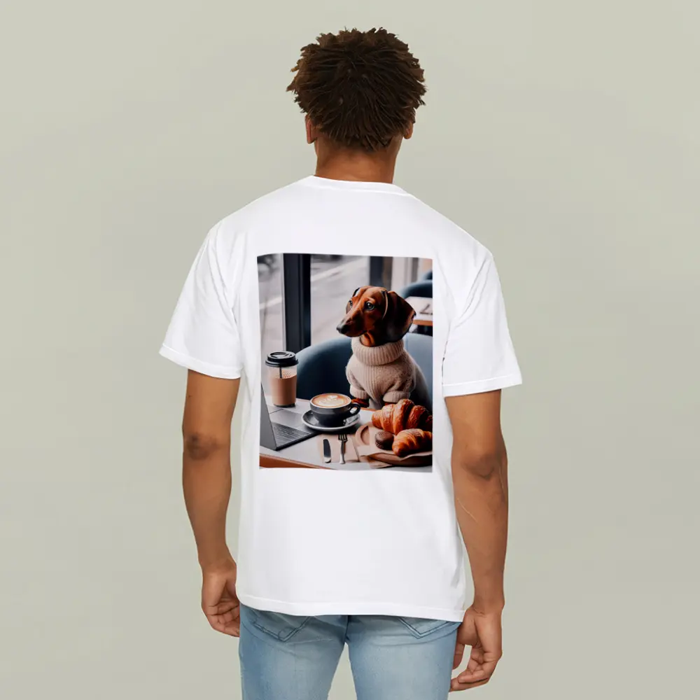 Dachshund Dog Coffee Shop Croissant Morning – T-Shirts