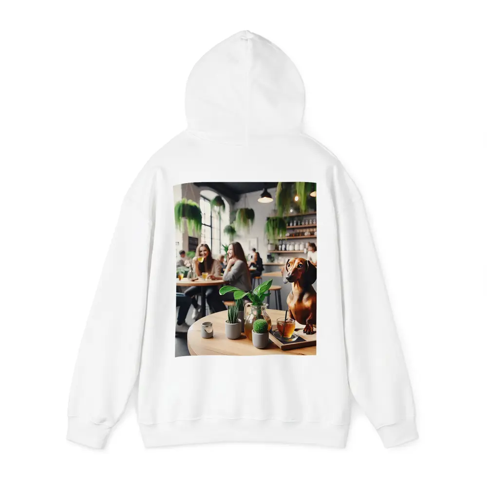 Dachshund Sitting In Cozy Cafe Interior – Hoodies