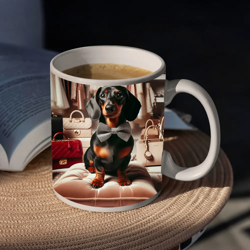 Dachshund With Bow Tie In Fashion Closet – Mugs