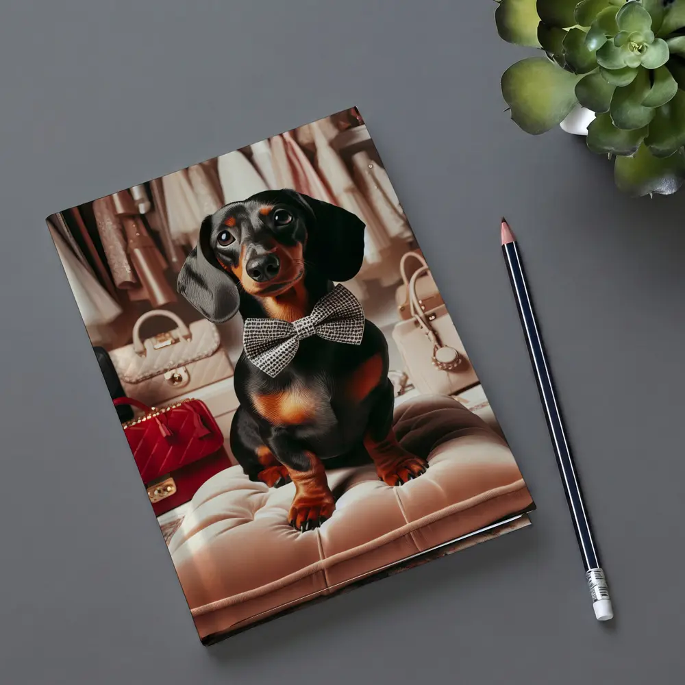 Dachshund With Bow Tie In Fashion Closet – Notebooks