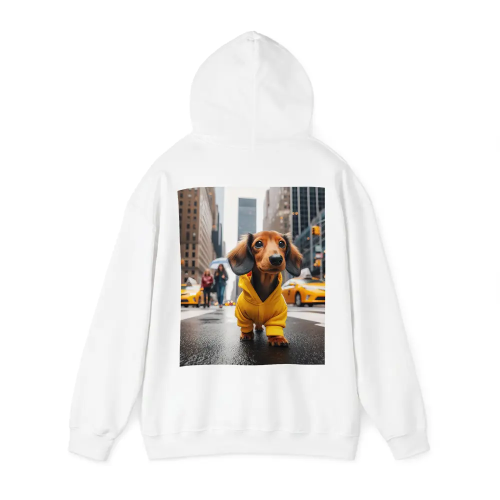 Dachshund Yellow Hoodie New York City Street – Hoodies