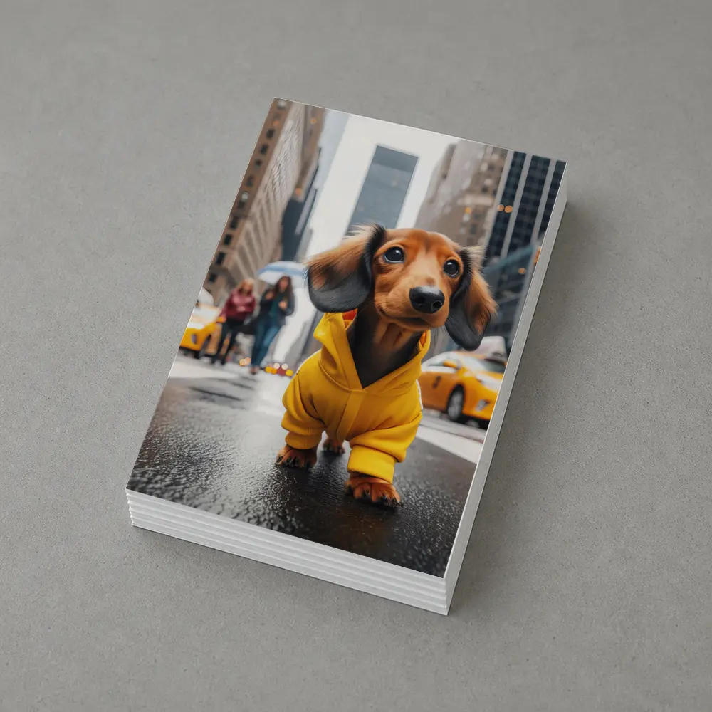 Dachshund Yellow Hoodie New York City Street – Postcards