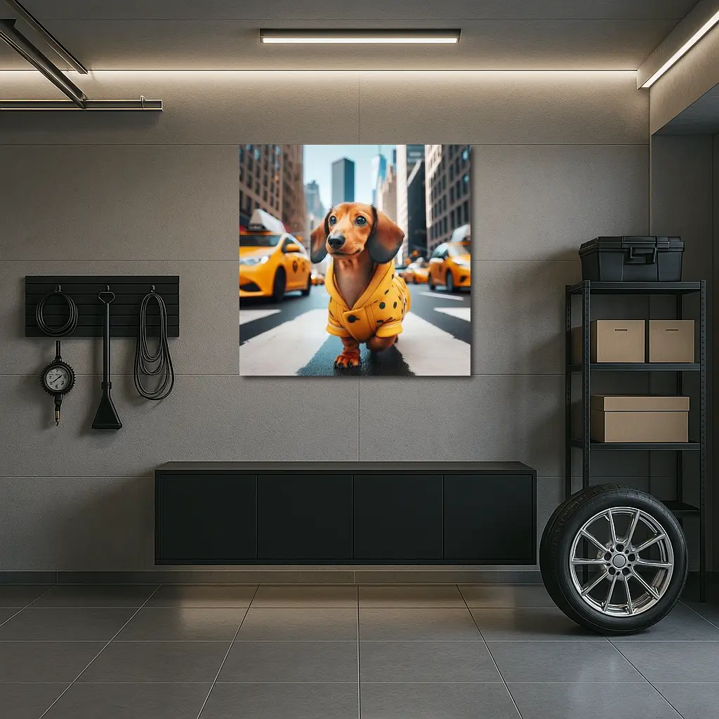 Dachshund Yellow Coat New York City Street – Wall Art