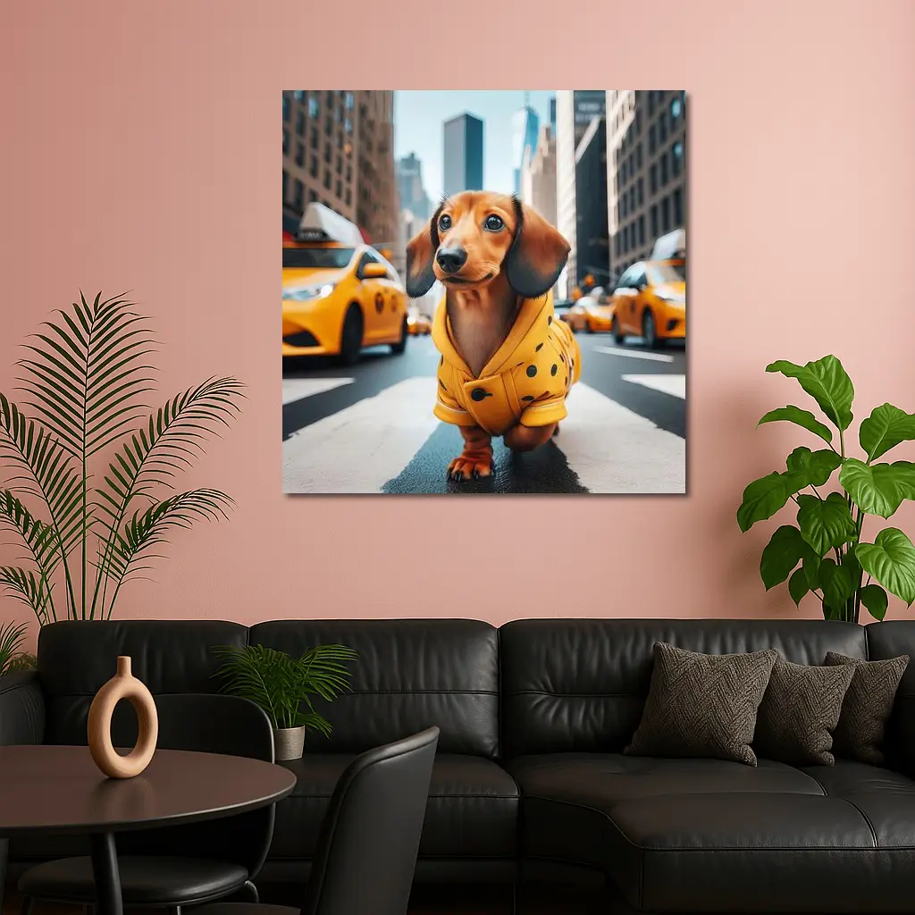 Dachshund Yellow Coat New York City Street – Wall Art