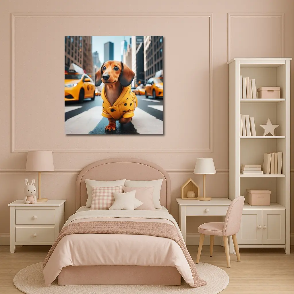 Dachshund Yellow Coat New York City Street – Wall Art