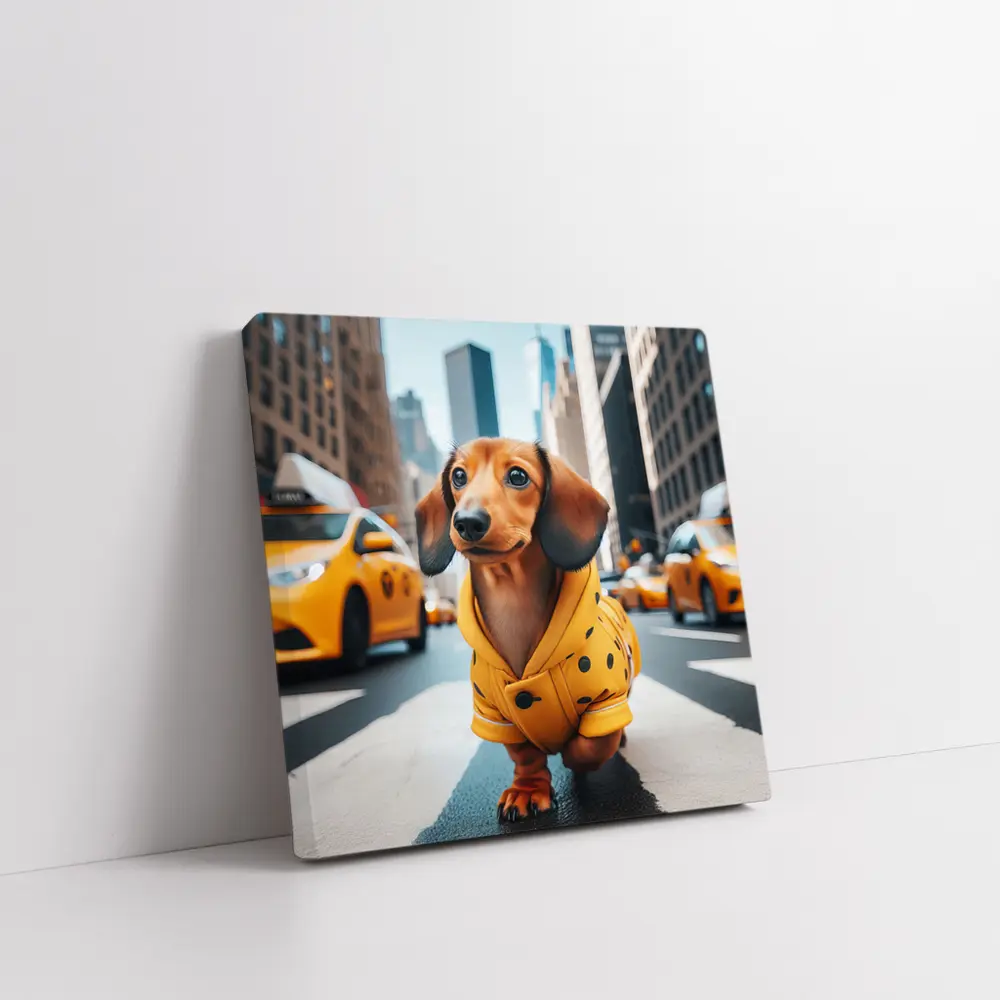 Dachshund Yellow Coat New York City Street – Wall Art