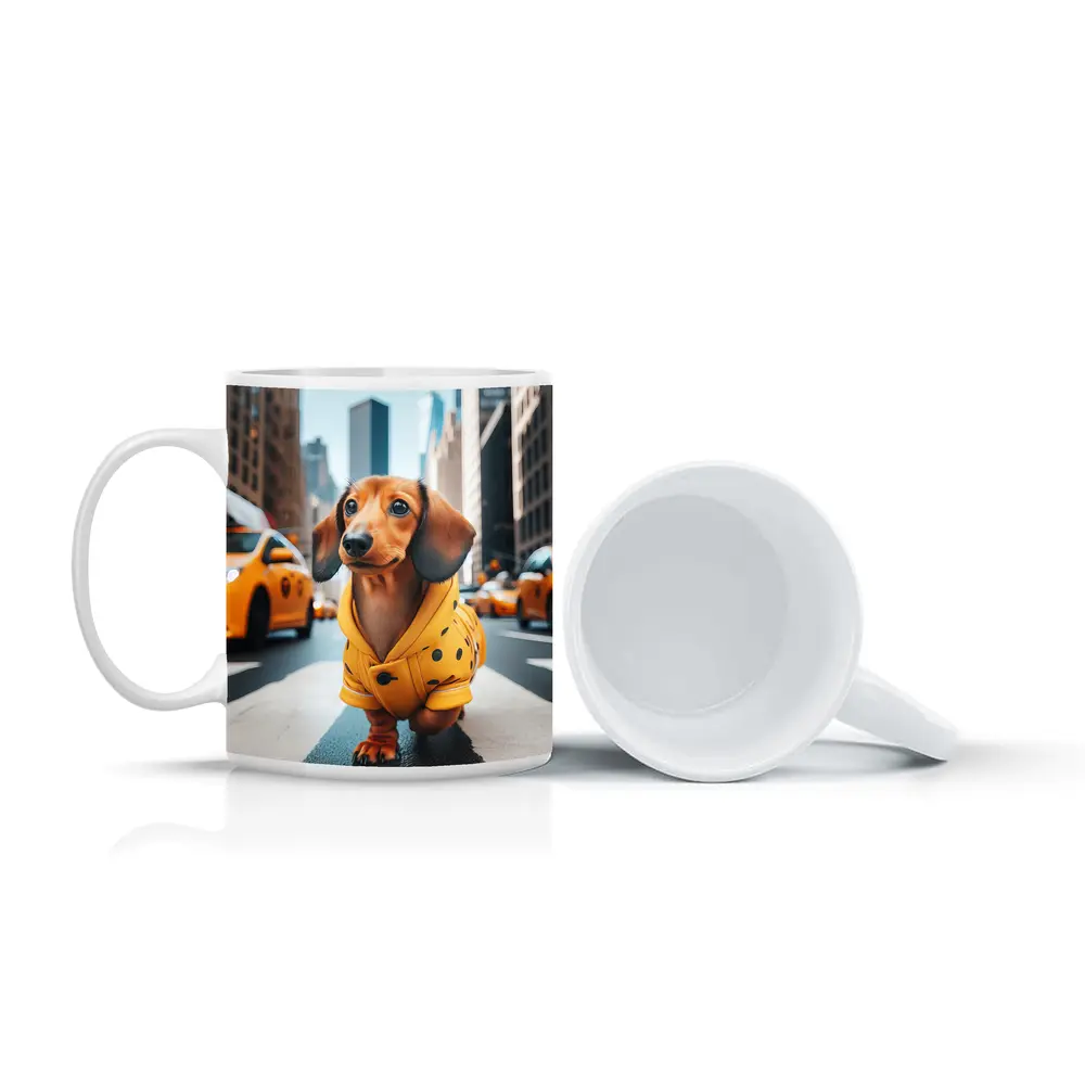 Dachshund Yellow Coat New York City Street – Mugs