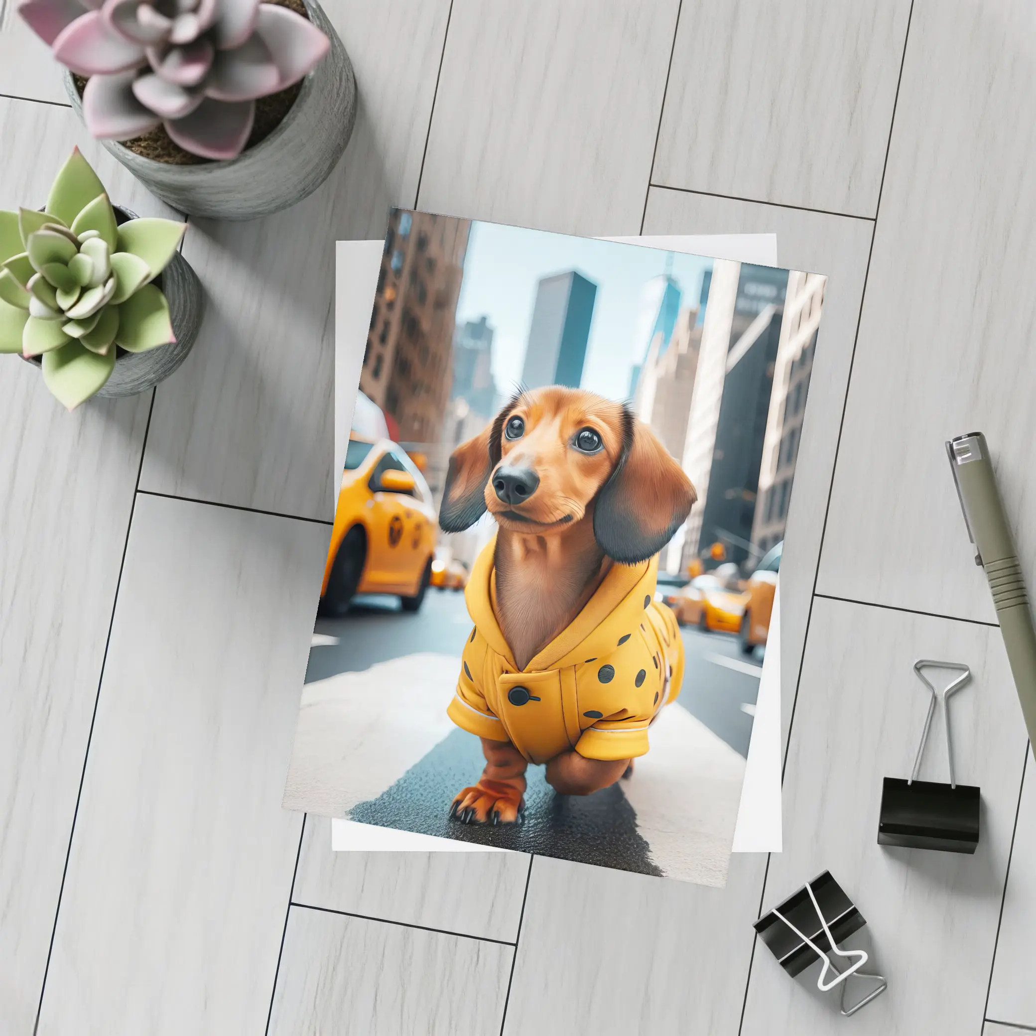 Dachshund Yellow Coat New York City Street – Postcards