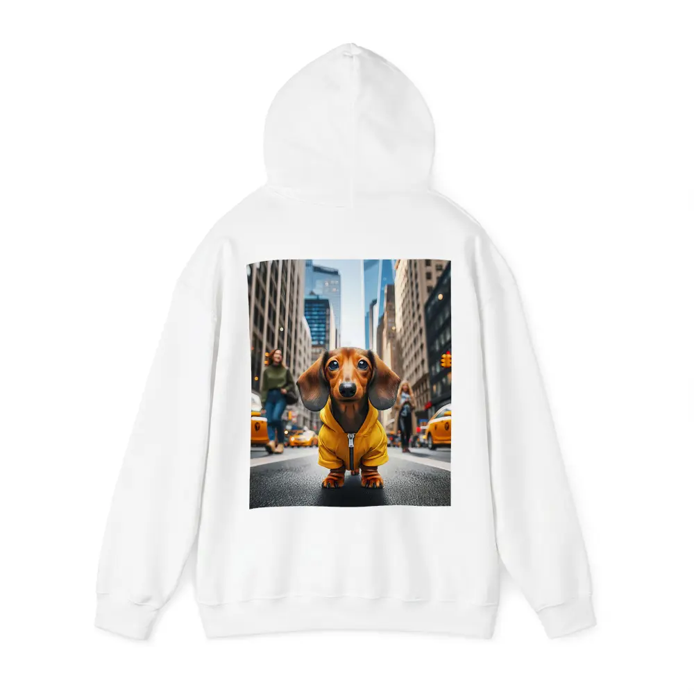 Dachshund Yellow Hoodie New York City Street – Hoodies