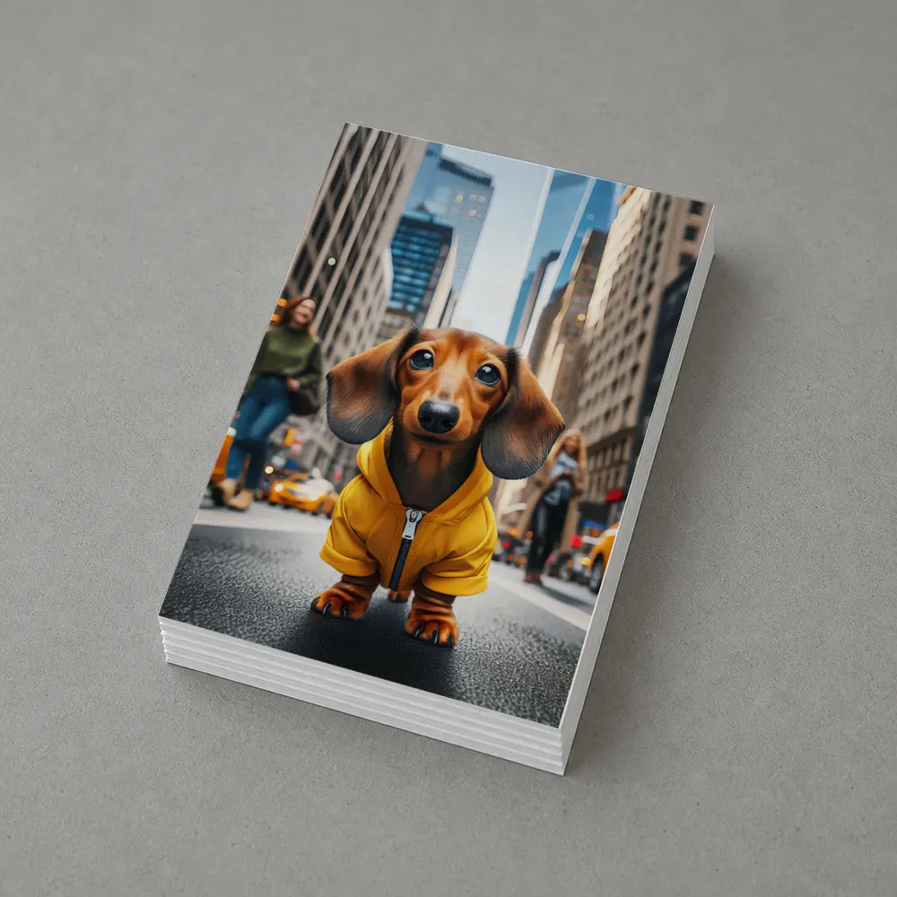 Dachshund Yellow Hoodie New York City Street – Postcards