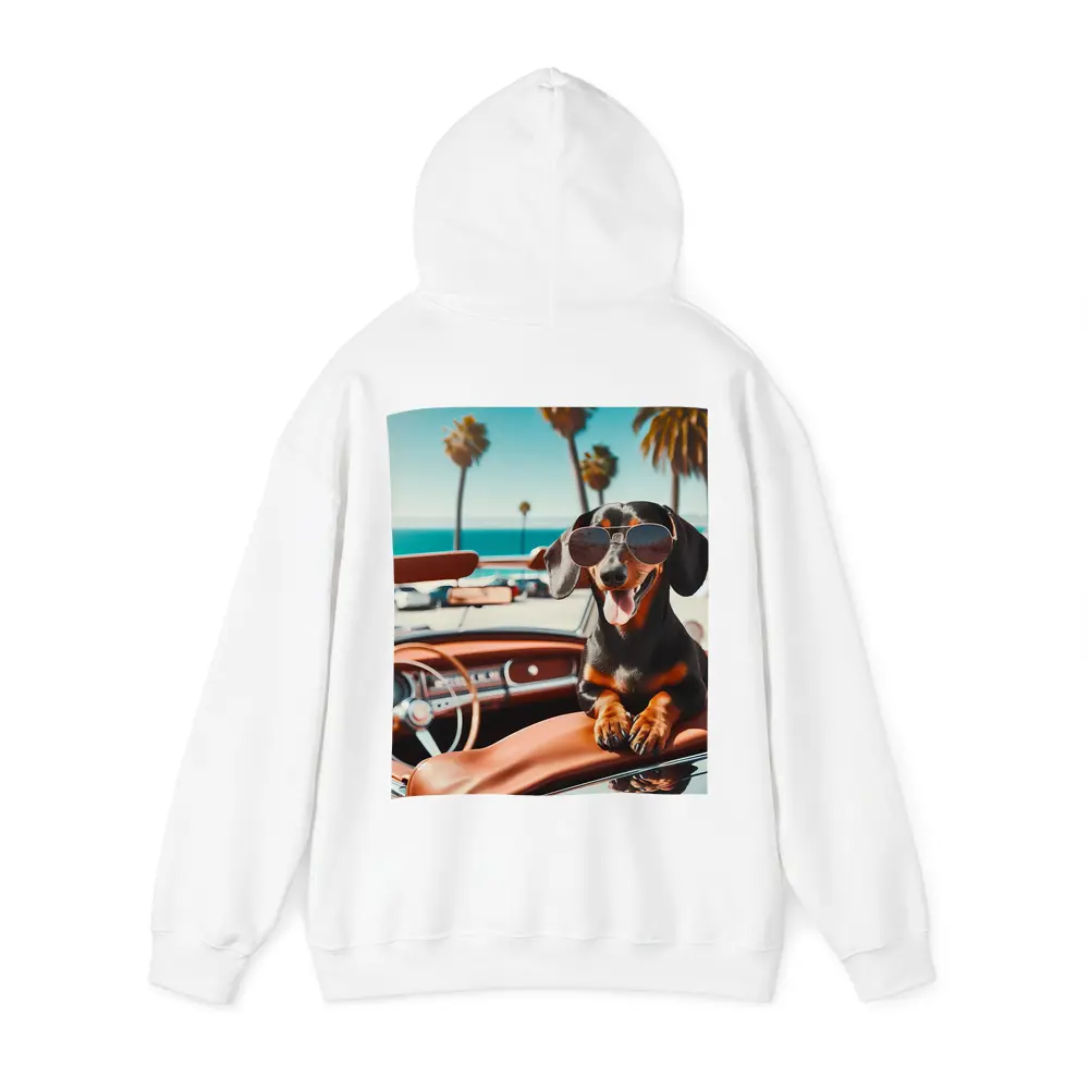 Dachshund Wearing Sunglasses in Convertible Car – Hoodies