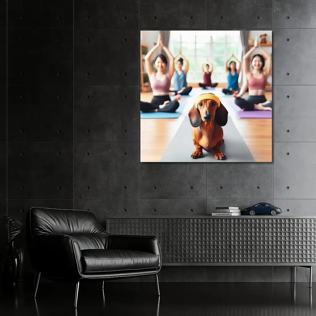 Dachshund Dog Yoga Class Studio – Wall Art