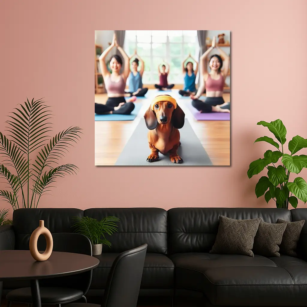 Dachshund Dog Yoga Class Studio – Wall Art