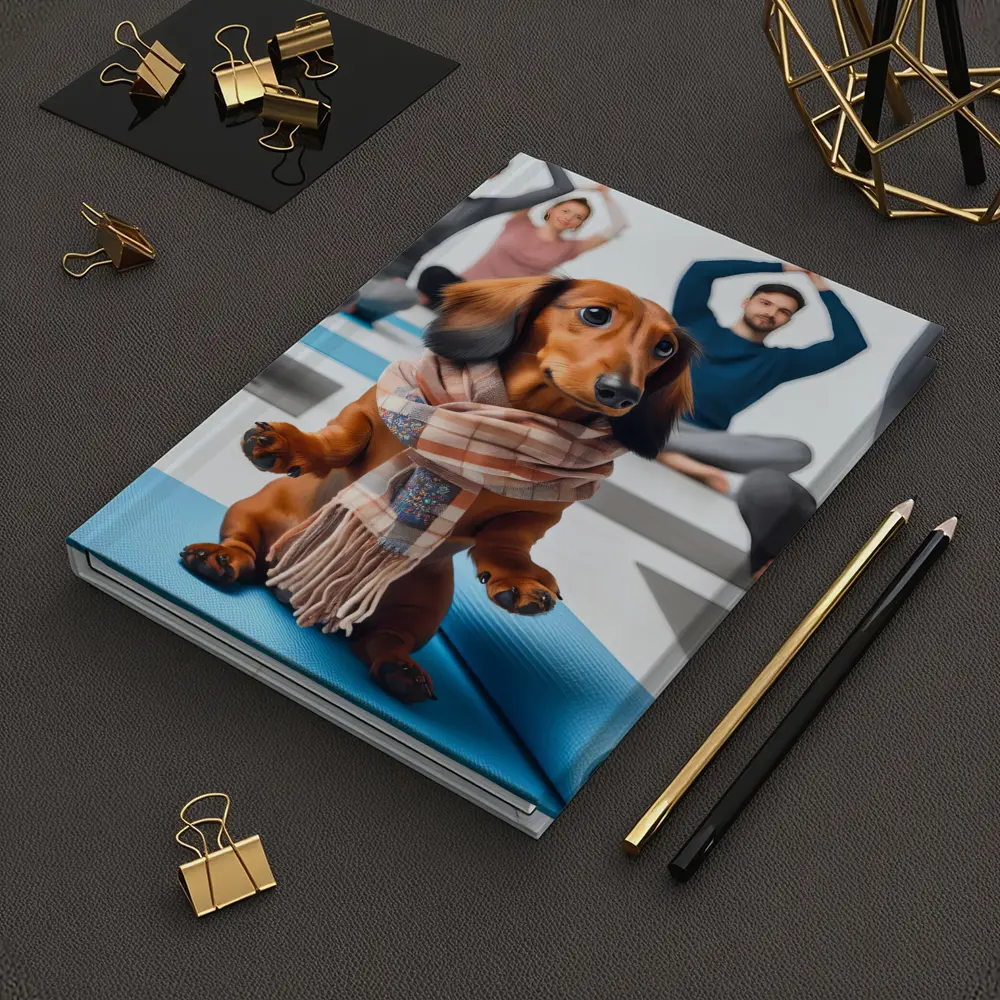 Dachshund Wearing Scarf at Yoga Class – Notebooks
