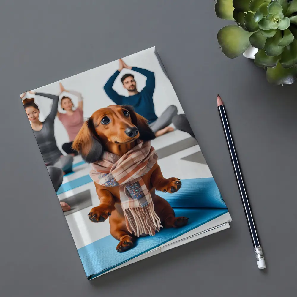 Dachshund Wearing Scarf at Yoga Class – Notebooks