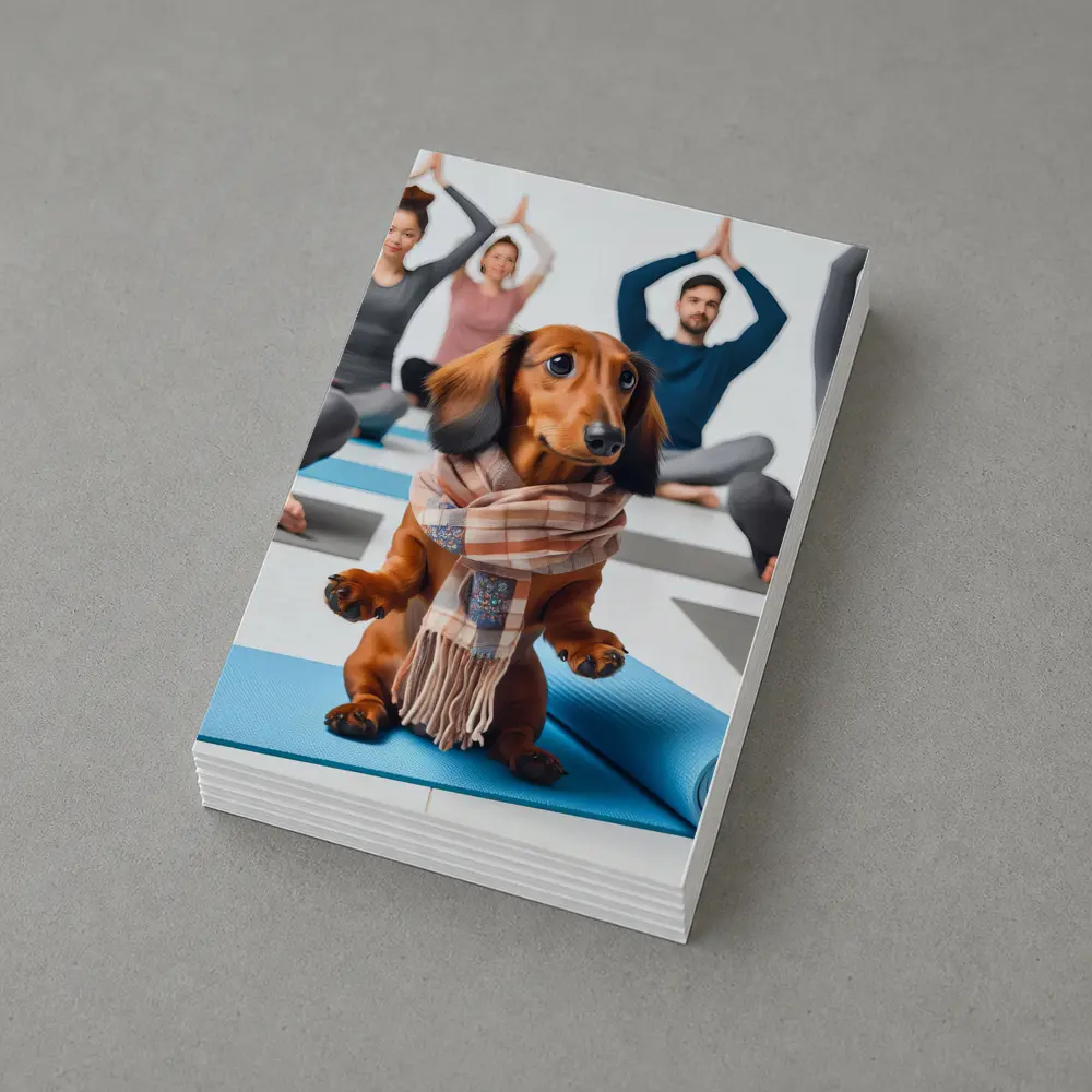 Dachshund Wearing Scarf at Yoga Class – Postcards