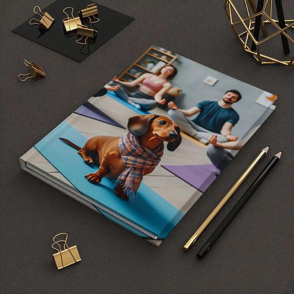 Dachshund Dog Wearing Scarf at Yoga Class – Notebooks
