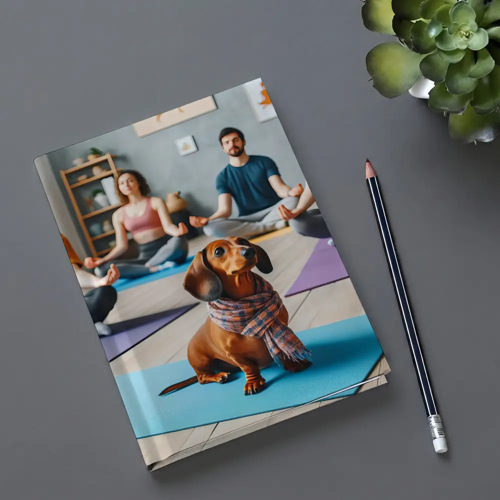 Dachshund Dog Wearing Scarf at Yoga Class – Notebooks