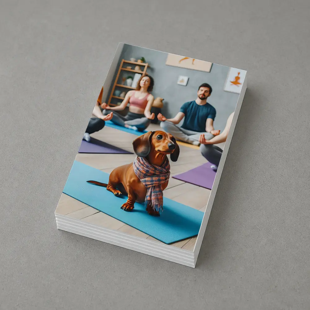 Dachshund Dog Wearing Scarf at Yoga Class – Postcards