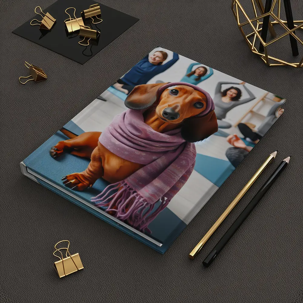 Dachshund Wearing Scarf In Yoga Class – Notebooks