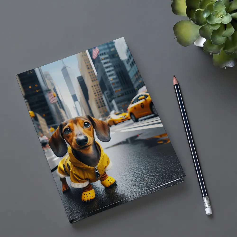 Dachshund Dog Yellow Outfit New York City – Notebooks