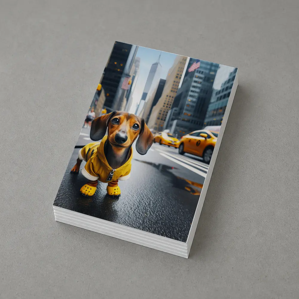 Dachshund Dog Yellow Outfit New York City – Postcards