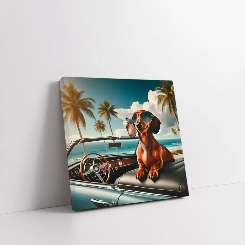 Dachshund Dog Sunglasses Retro Convertible Beach – Wall Art