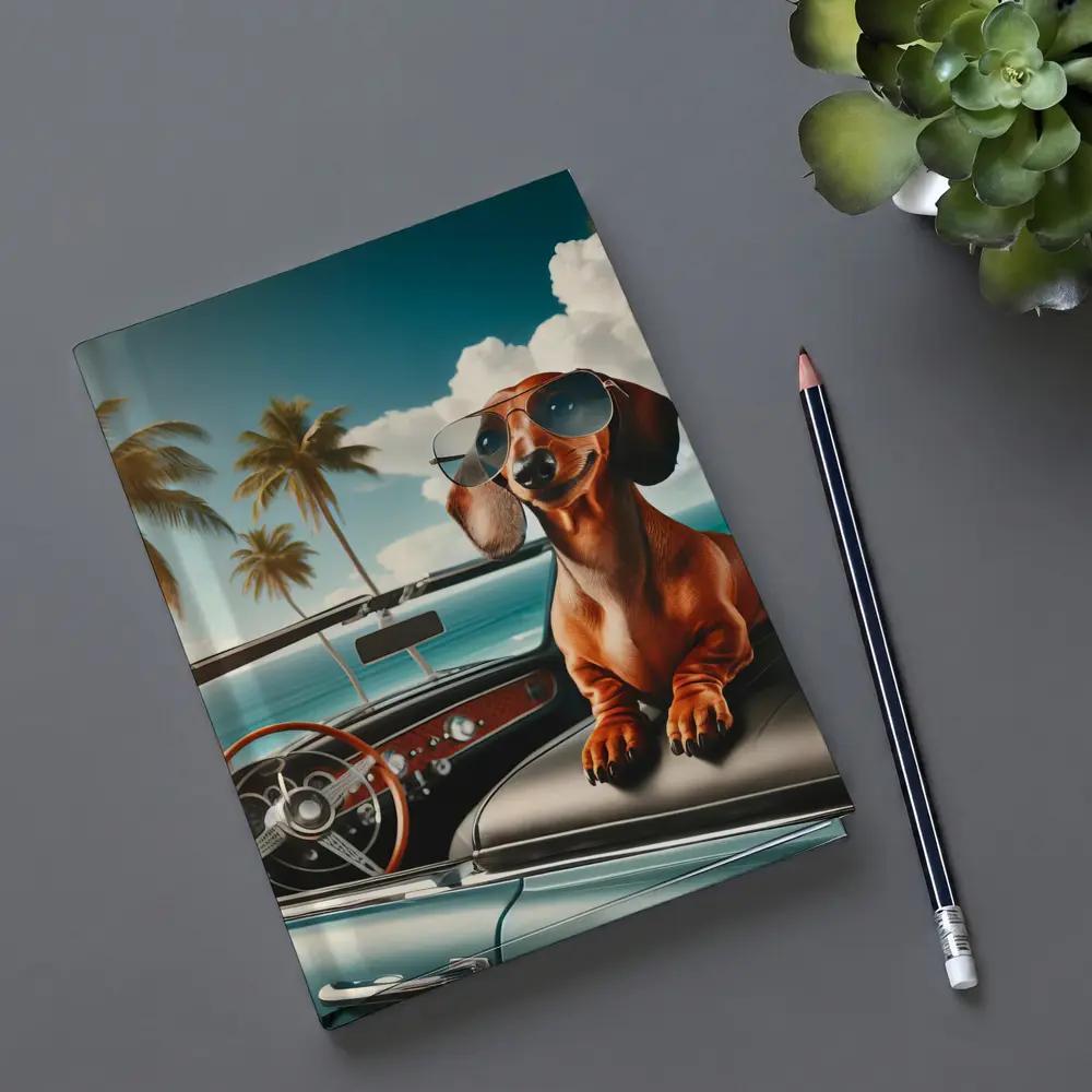 Dachshund Dog Sunglasses Retro Convertible Beach – Notebooks