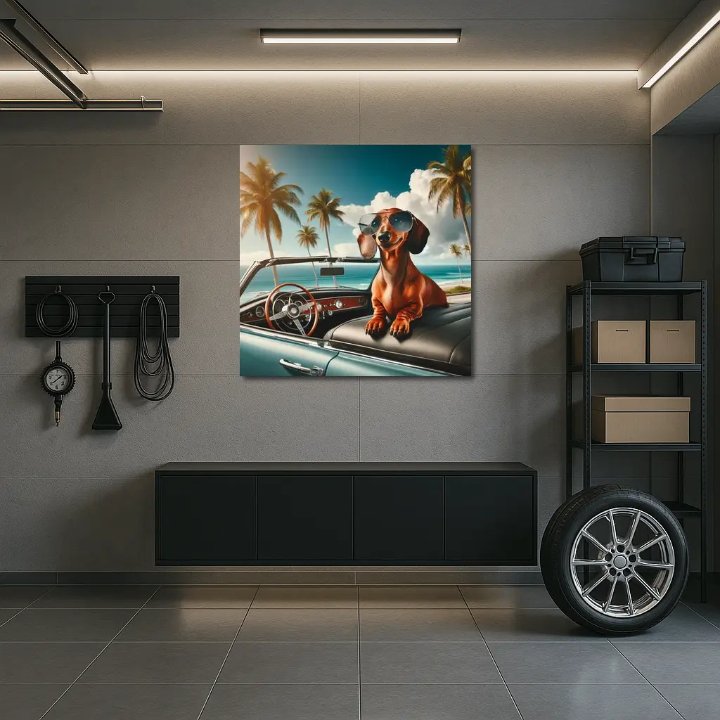 Dachshund Dog Sunglasses Retro Convertible Beach – Wall Art