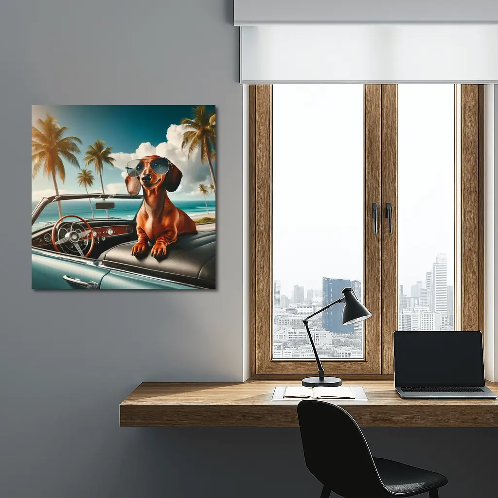 Dachshund Dog Sunglasses Retro Convertible Beach – Wall Art