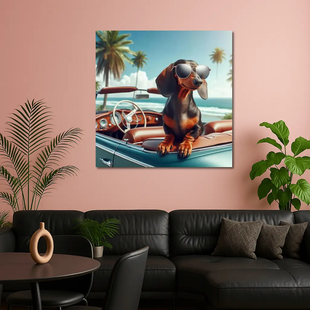 Dachshund Dog Sunglasses Vintage Convertible Beach – Wall Art