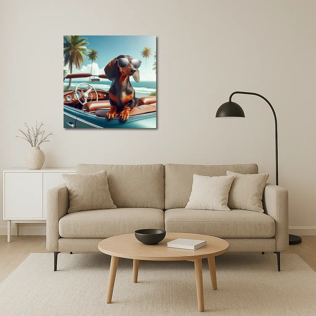 Dachshund Dog Sunglasses Vintage Convertible Beach – Wall Art