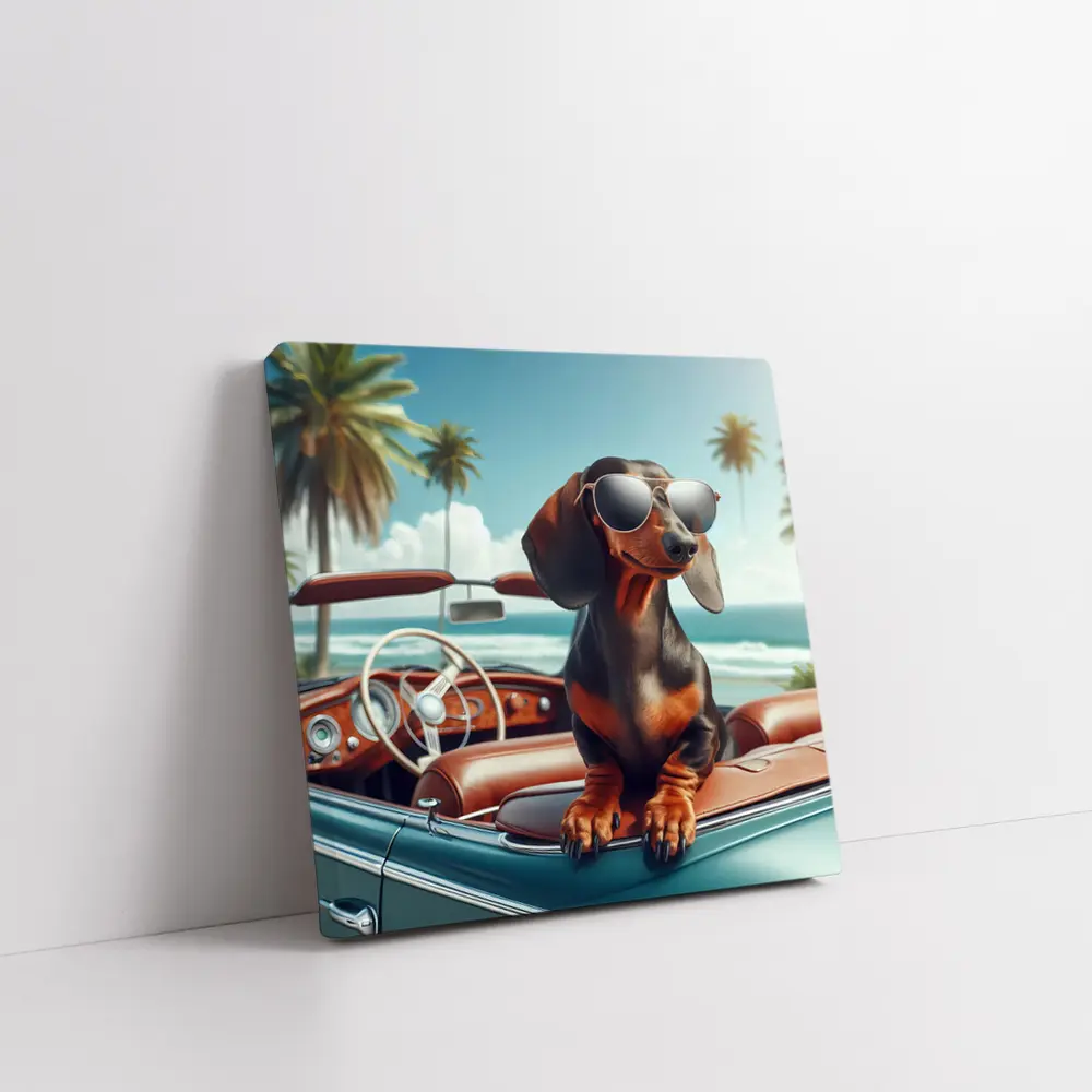 Dachshund Dog Sunglasses Vintage Convertible Beach – Wall Art