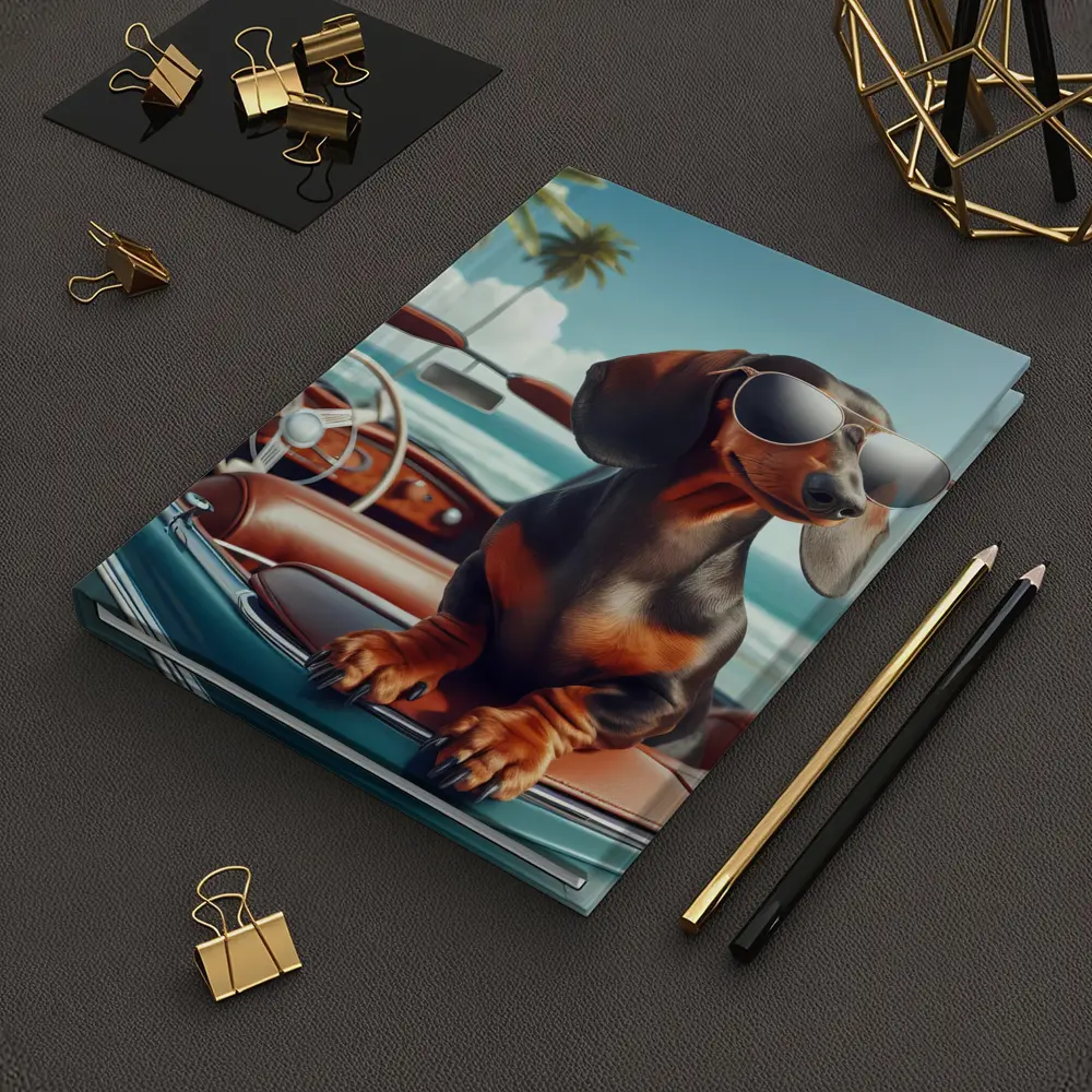 Dachshund Dog Sunglasses Vintage Convertible Beach – Notebooks