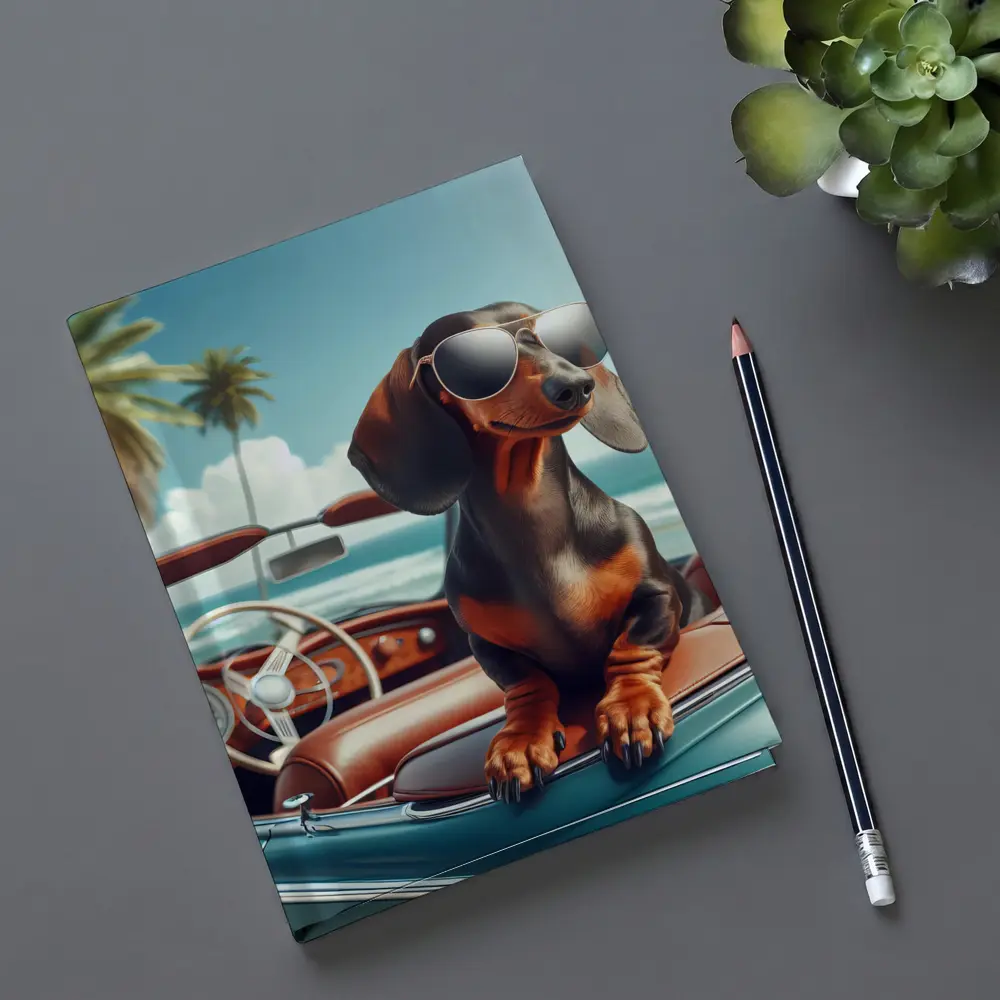 Dachshund Dog Sunglasses Vintage Convertible Beach – Notebooks