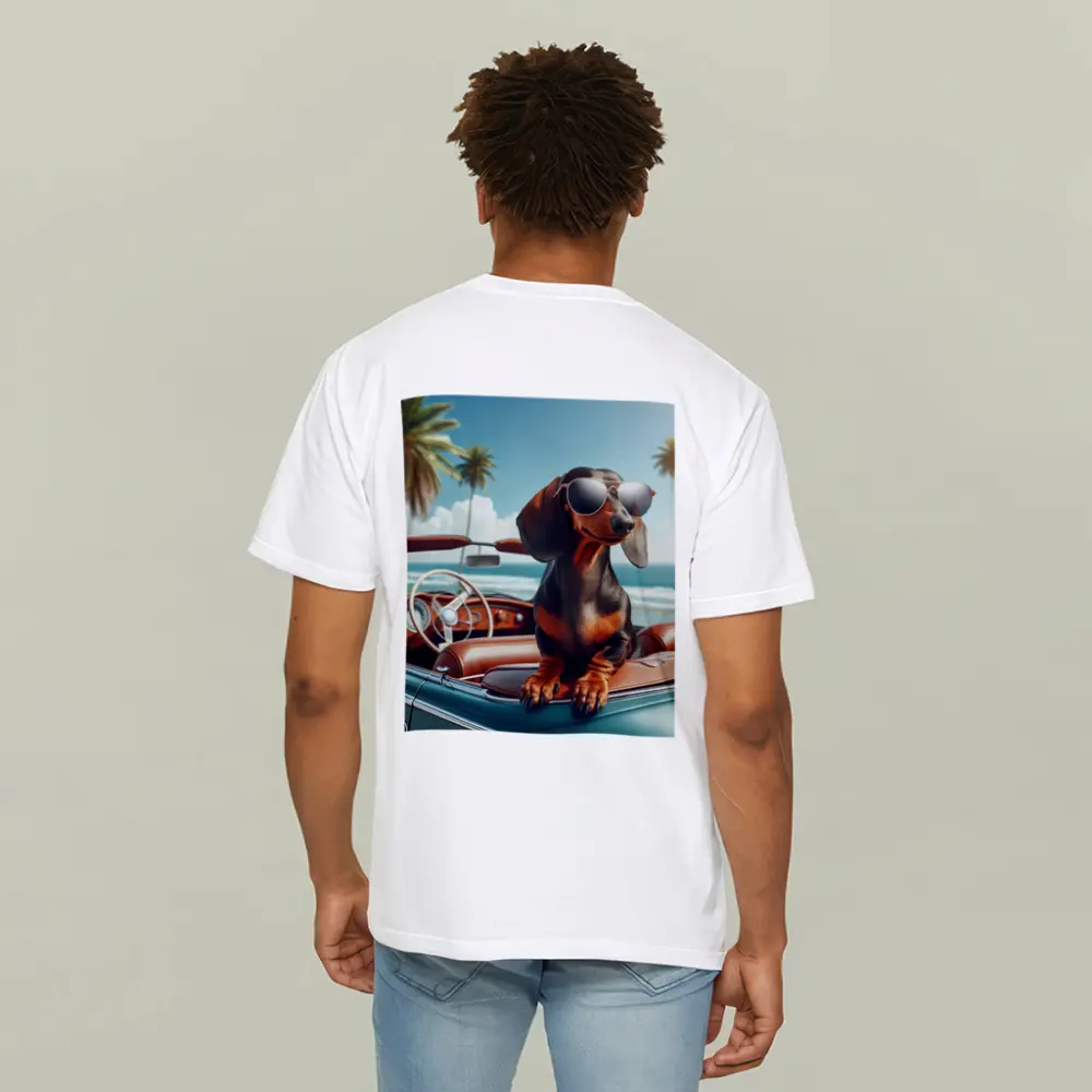 Dachshund Dog Sunglasses Vintage Convertible Beach – T-Shirts