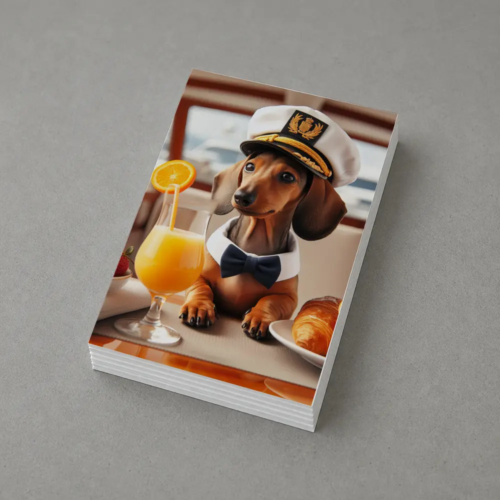 Dachshund Captain Hat Yacht Breakfast Scene – Postcards